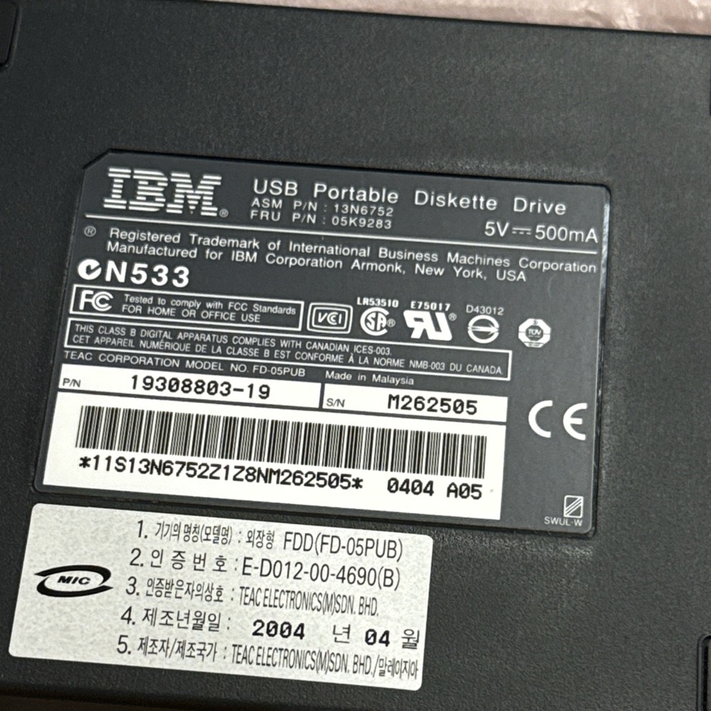 USB Portable Diskette Drive - Black IBM 3 1/4” floppy disk